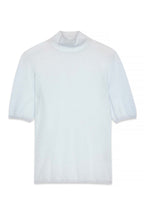 Top Knitted Merino Wool Short Sleeve - Bleu