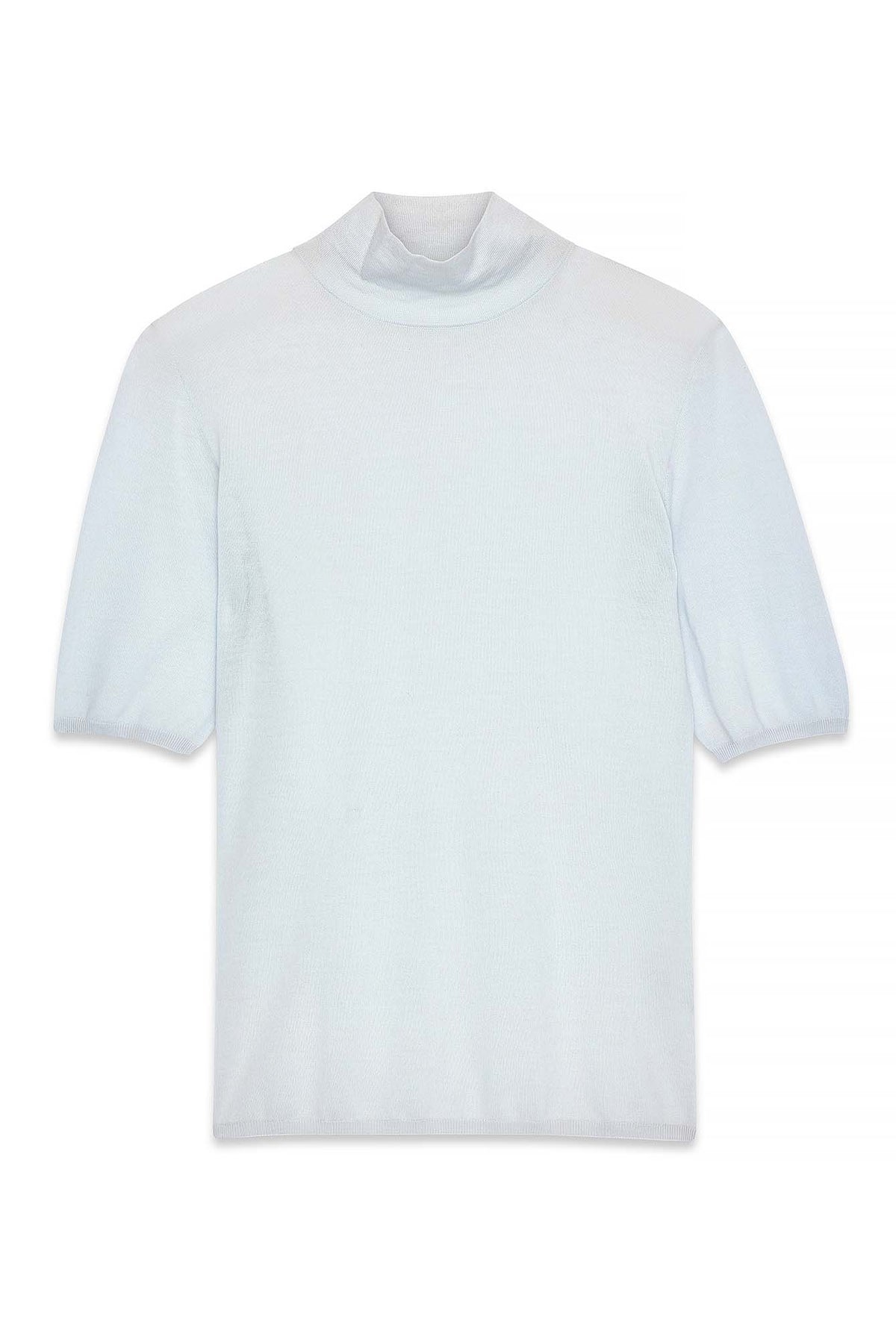 Top Knitted Merino Wool Short Sleeve - Bleu