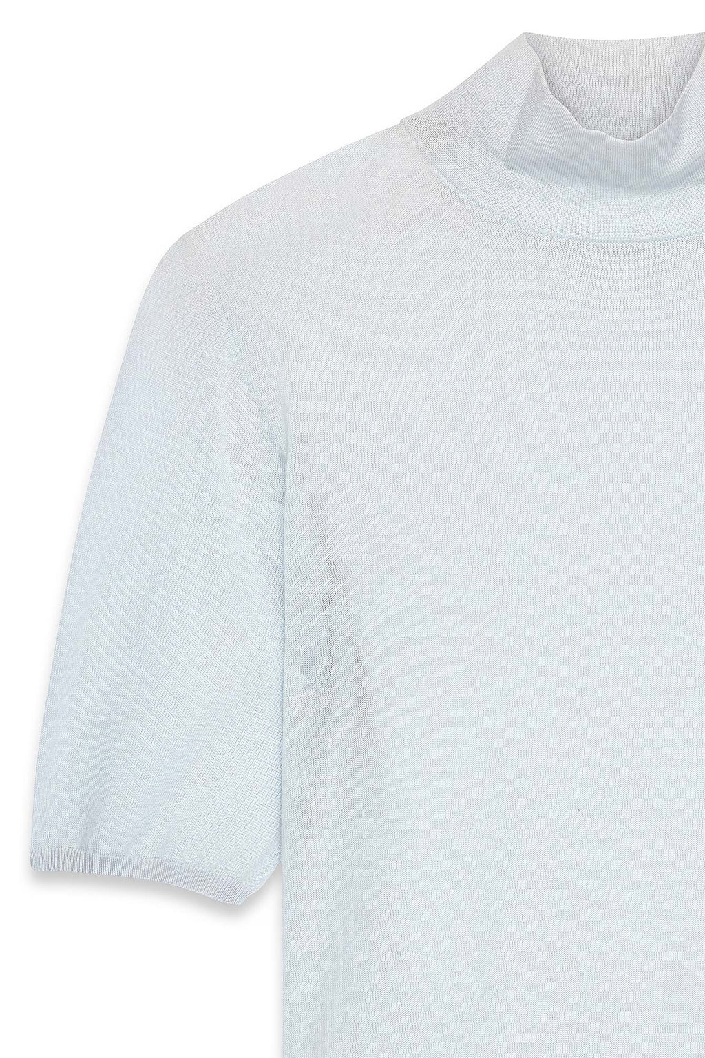 Top Knitted Merino Wool Short Sleeve - Bleu