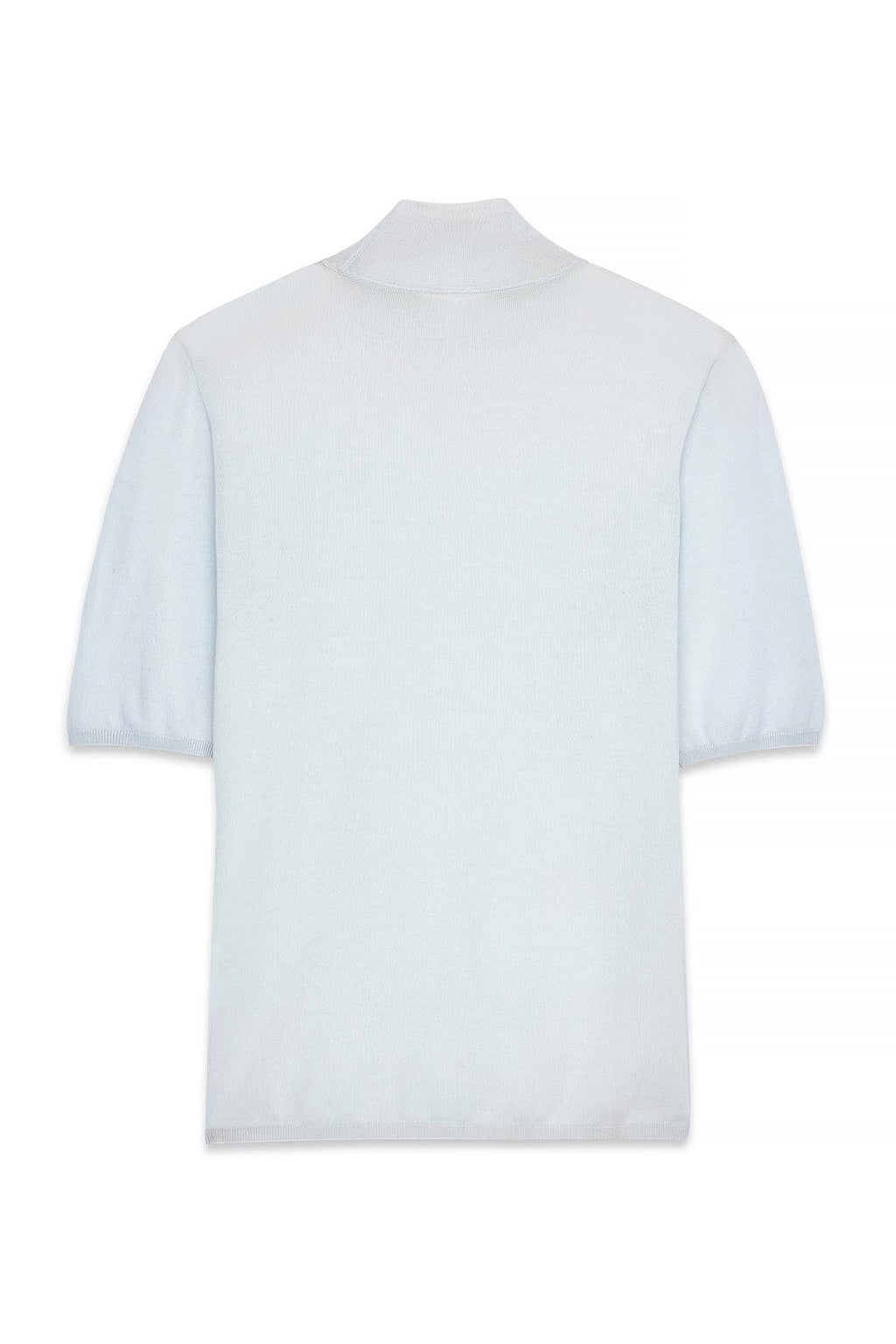 Top Knitted Merino Wool Short Sleeve - Bleu