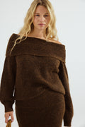 Pull Knitted Off Shoulder - Marron