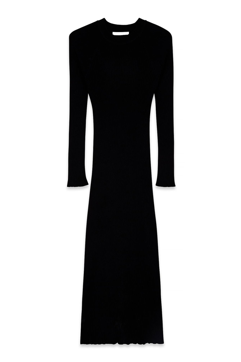 Vestido Largo De Punto Acanalado Negro
