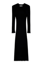 Vestido Largo De Punto Acanalado Negro