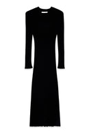 Robe Longue En Maille Côtelée Noir