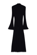 Robe Longue En Maille Côtelée À Col Roulé Noir