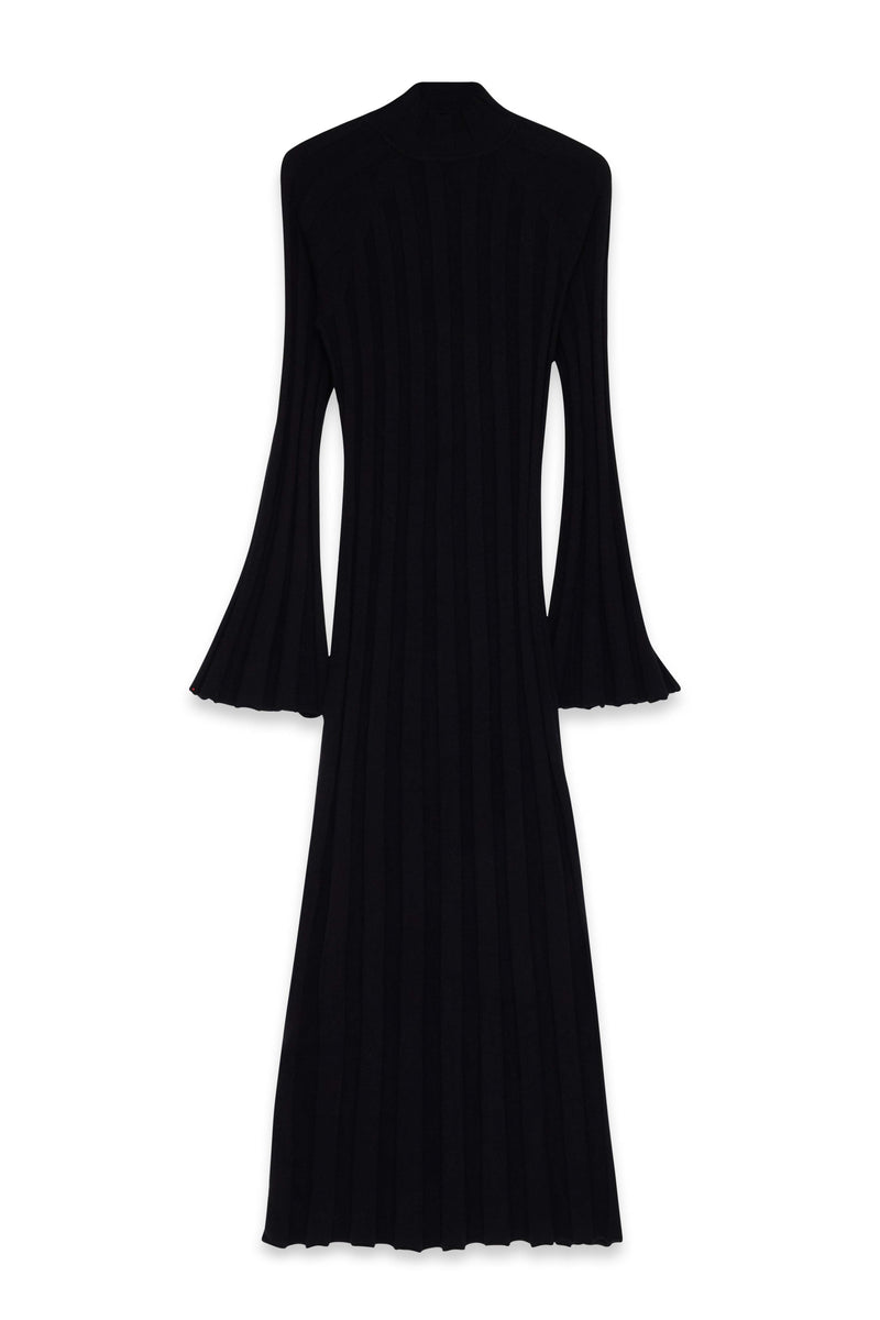 Robe Longue En Maille Côtelée À Col Roulé Noir