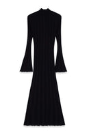 Robe Longue En Maille Côtelée À Col Roulé Noir