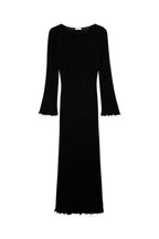 Robe Longue En Maille À Encolure Ronde Et Volants Noir