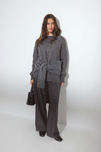 Pull Knitted Round Neck Wool Blend - Gris Moyen