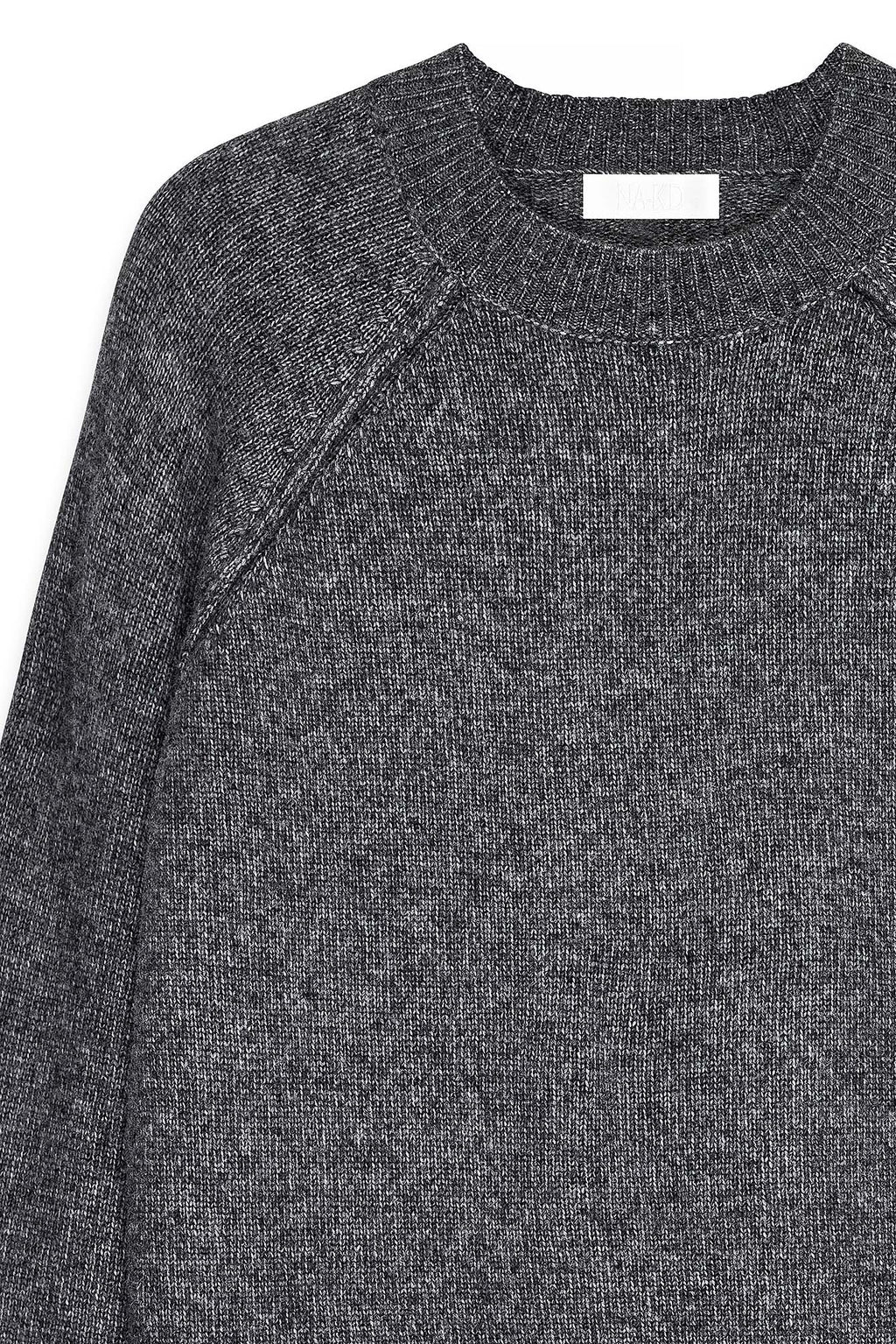 Pull Knitted Round Neck Wool Blend - Gris Moyen