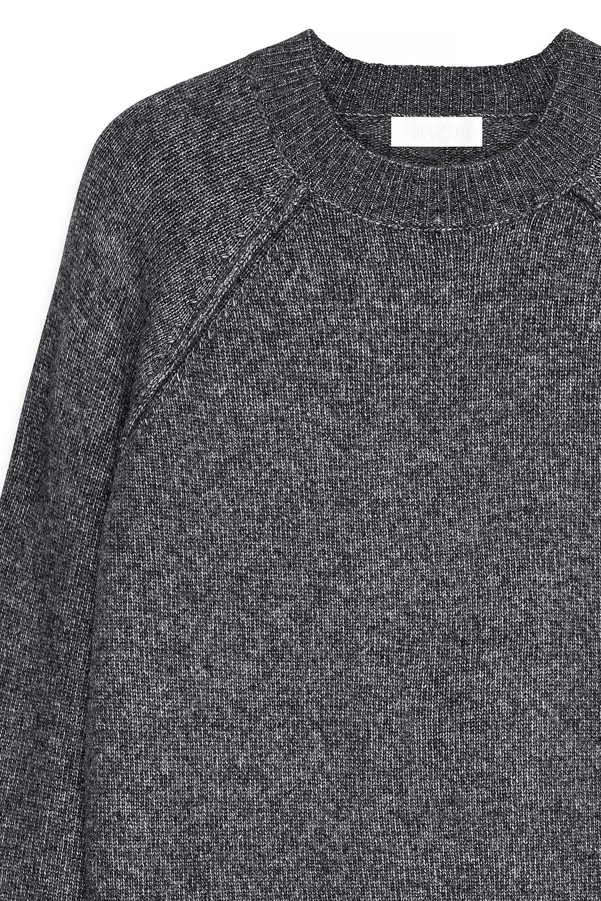 Pull Knitted Round Neck Wool Blend - Gris Moyen