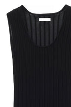 Robe Longue En Maille Côtelée À Encolure Ronde Noir