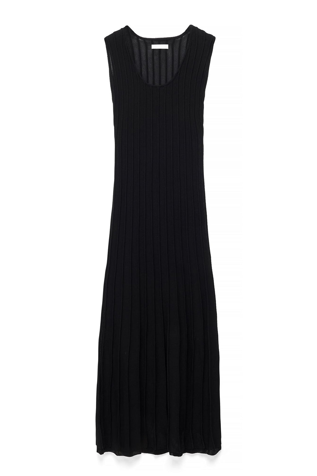 Robe Longue En Maille Côtelée À Encolure Ronde Noir