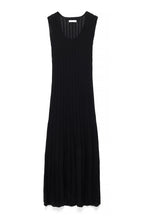 Robe Longue En Maille Côtelée À Encolure Ronde Noir
