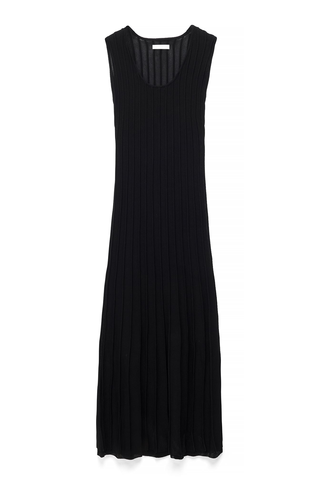 Robe Longue En Maille Côtelée À Encolure Ronde Noir