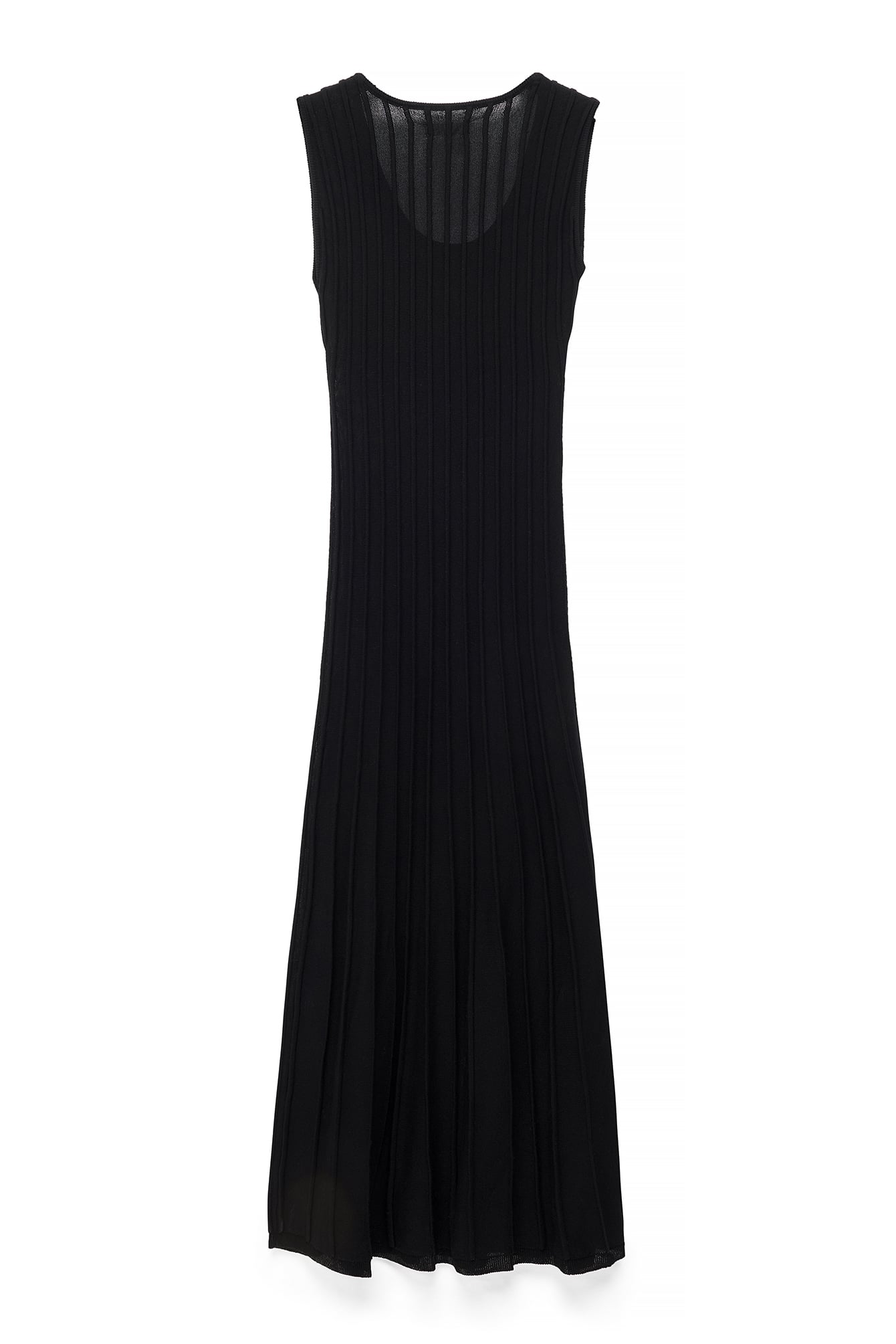 Robe Longue En Maille Côtelée À Encolure Ronde Noir