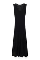 Robe Longue En Maille Côtelée À Encolure Ronde Noir
