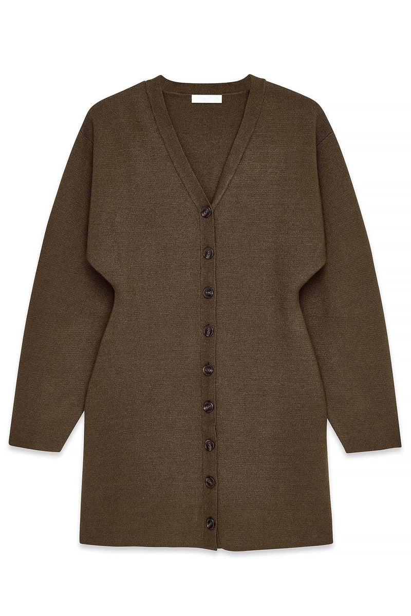 Robe Courte En Maille À Coupe Structurée Marron