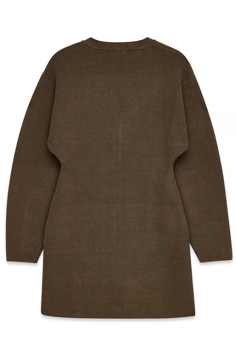Robe Courte En Maille À Coupe Structurée Marron