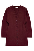 Robe Courte En Maille À Coupe Structurée Bordeaux