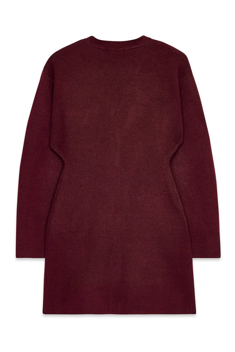Robe Courte En Maille À Coupe Structurée Bordeaux