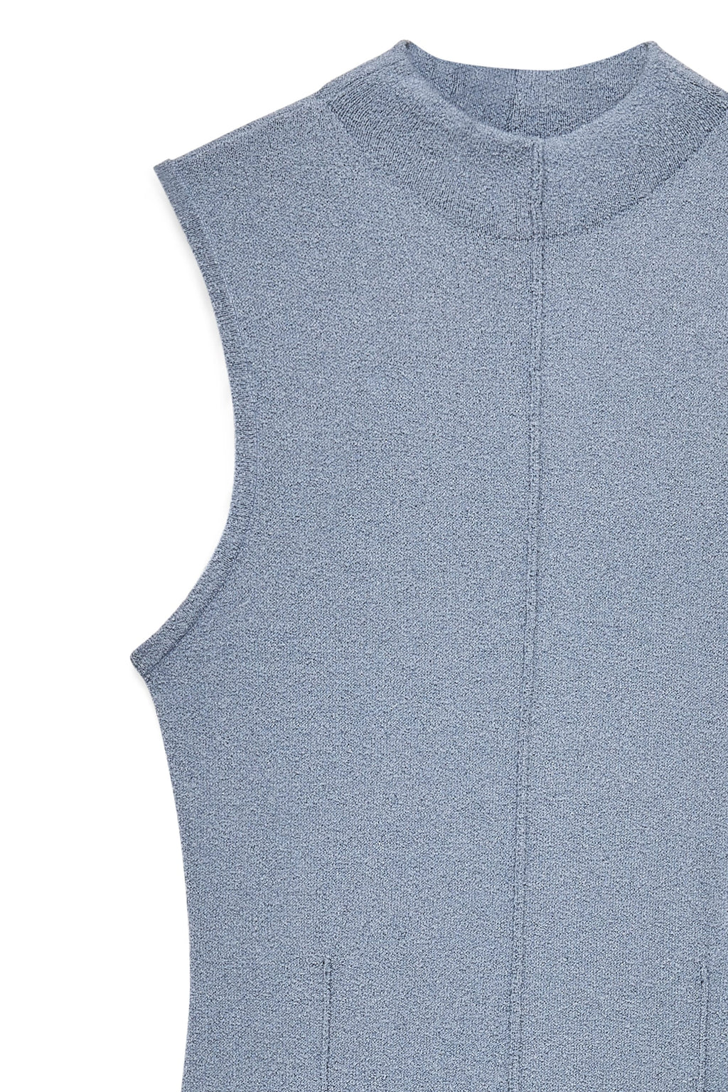 Robe Longue Sans Manches En Maille À Coutures Apparentes Bleu