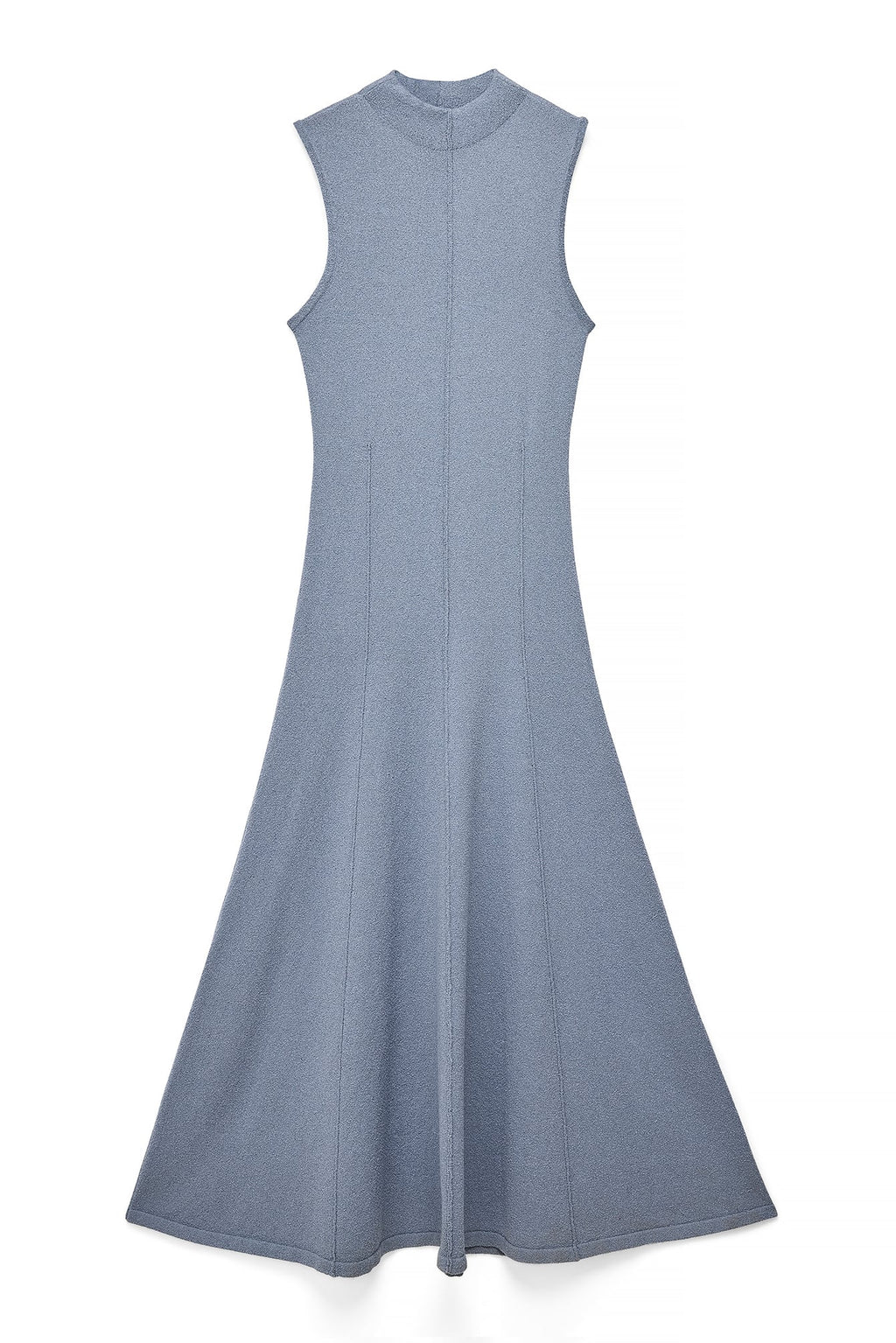 Robe Longue Sans Manches En Maille À Coutures Apparentes Bleu