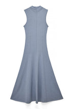 Robe Longue Sans Manches En Maille À Coutures Apparentes Bleu
