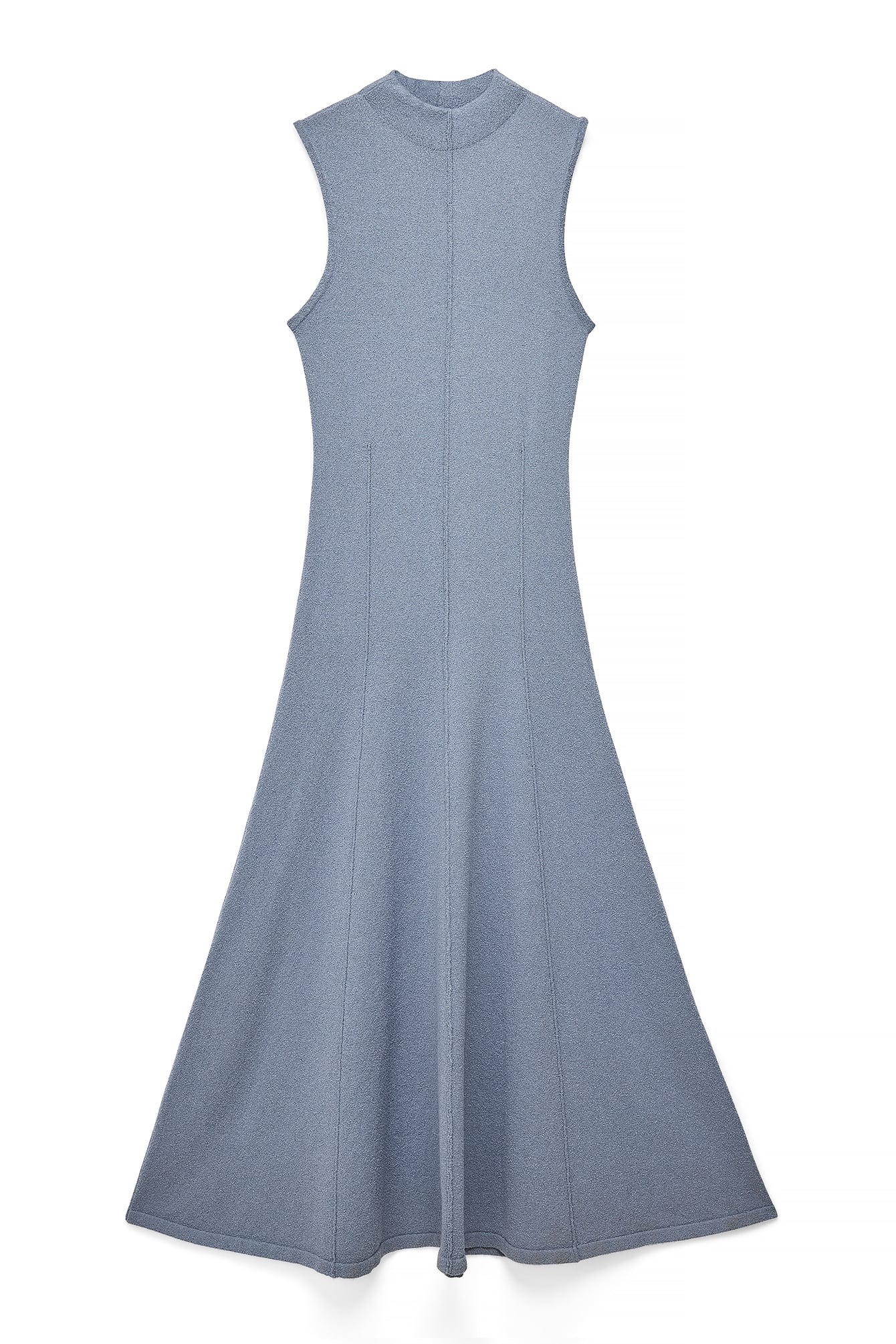 Robe Longue Sans Manches En Maille À Coutures Apparentes Bleu
