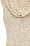 Robe Longue En Maille À Décolleté En Cascade Beige