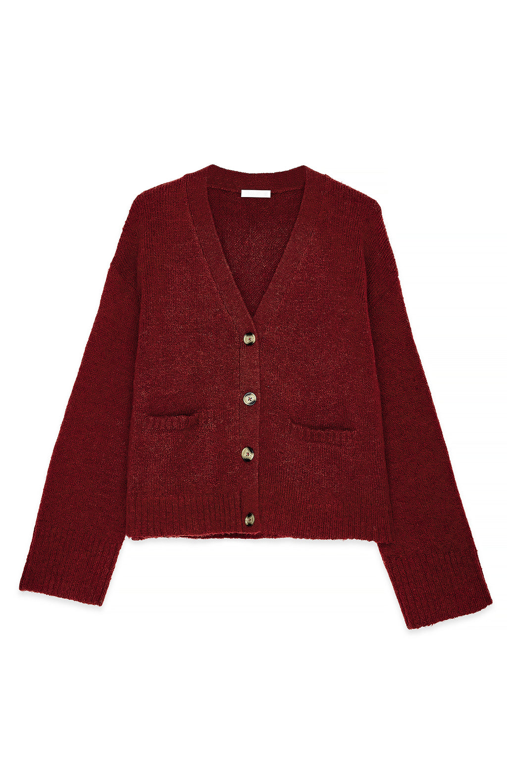 Cardigan Knitted Wool Blend - Bordeaux