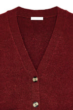 Cardigan Knitted Wool Blend - Bordeaux