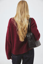 Cardigan Knitted Wool Blend - Bordeaux