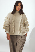 Pull Knitted Wool Blend Loop - Beige