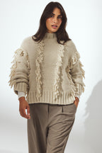 Pull Knitted Wool Blend Loop - Beige