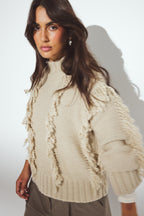 Pull Knitted Wool Blend Loop - Beige