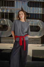 Top Knitted Wool Short Sleeve - Gris