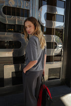 Top Knitted Wool Short Sleeve - Gris