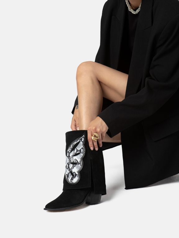 Botines con billete de cien dólares - Negro