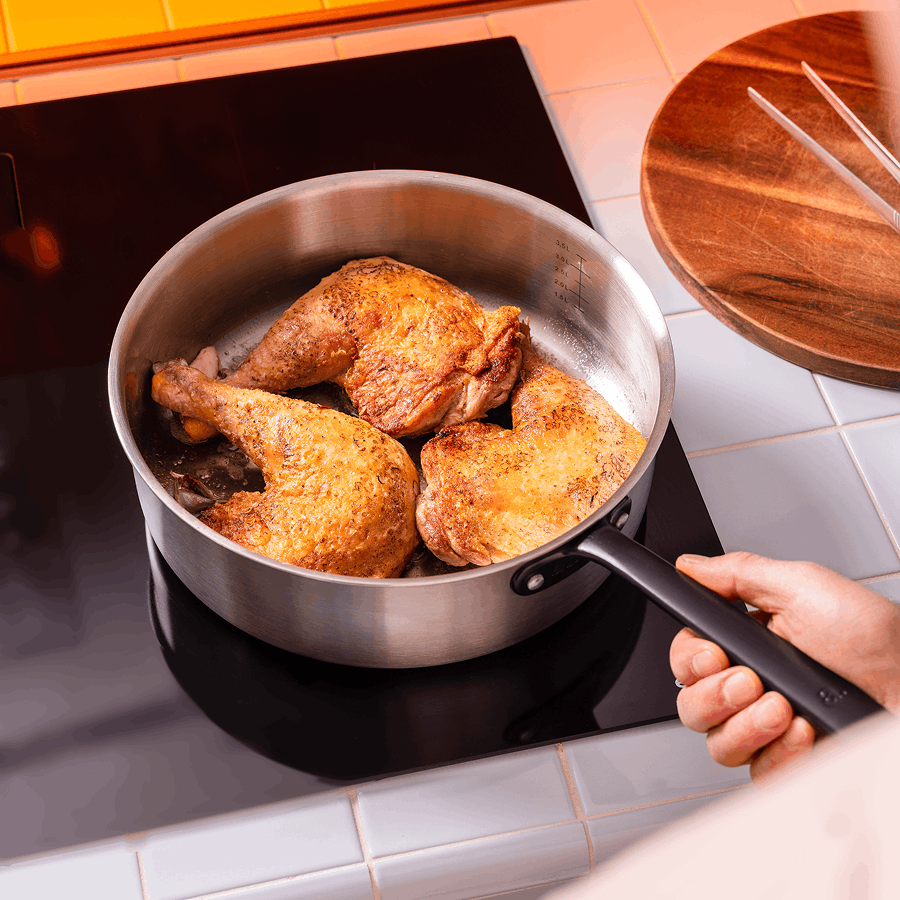 La Sauteuse Idéale En Inox, Manche Noir - 26 Cm