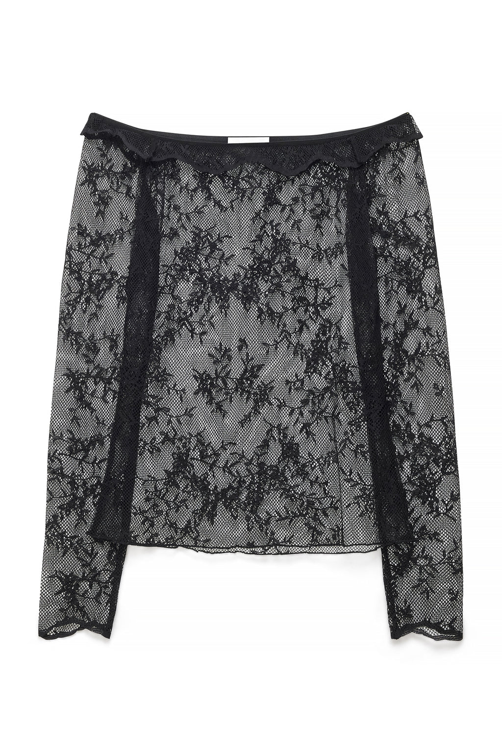 Top in pizzo off shoulder - Nero
