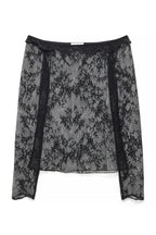 Top in pizzo off shoulder - Nero