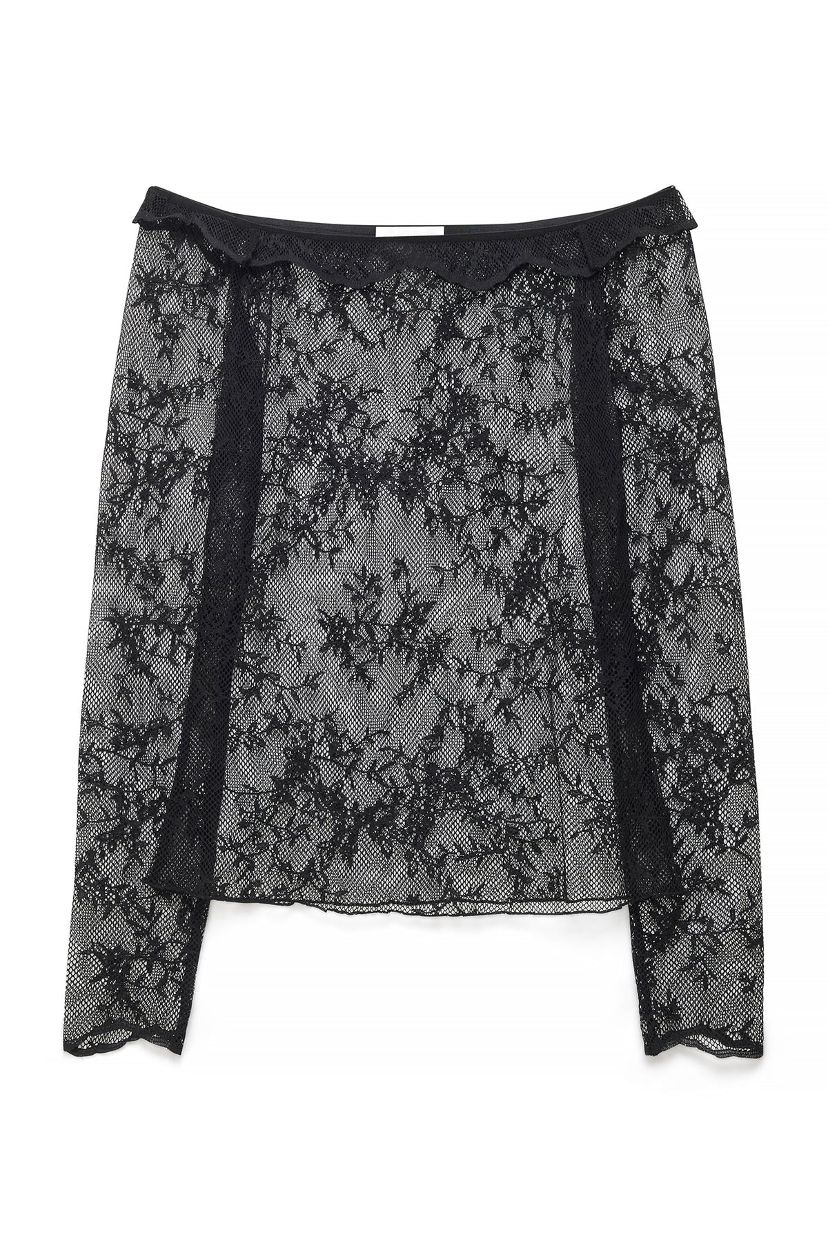 Top in pizzo off shoulder - Nero
