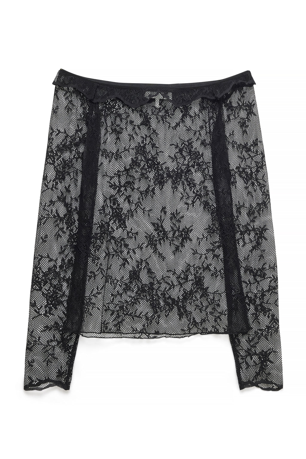 Top in pizzo off shoulder - Nero