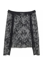 Top in pizzo off shoulder - Nero