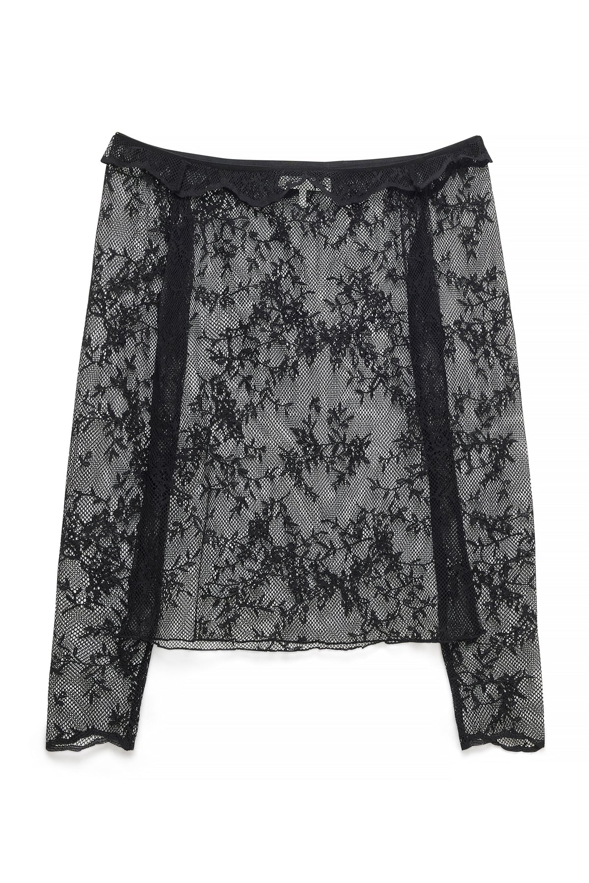 Top in pizzo off shoulder - Nero