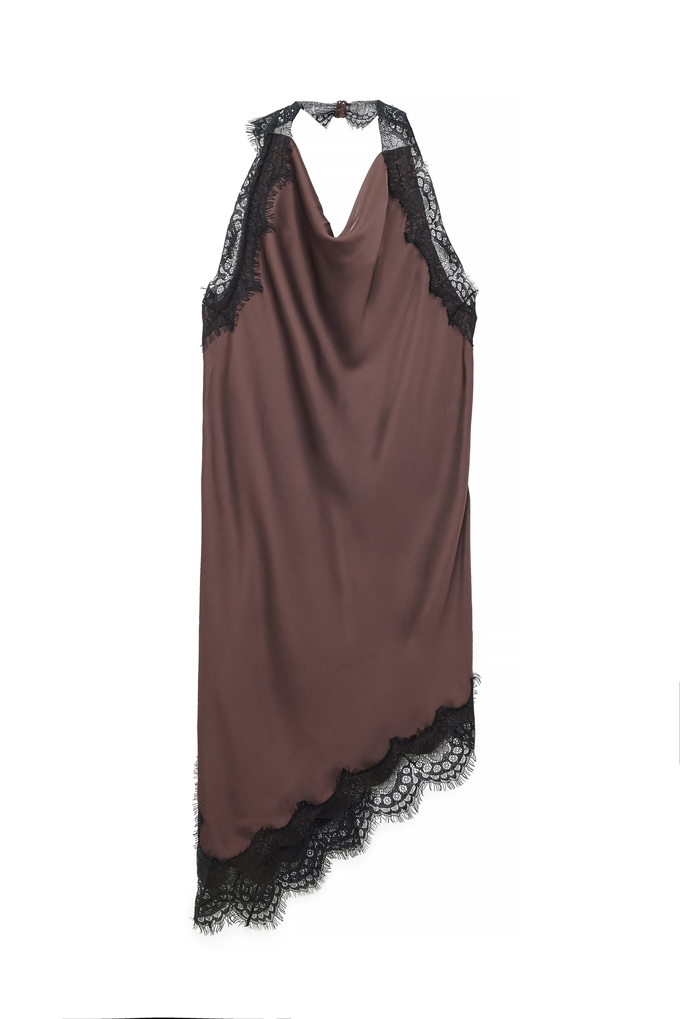 Vestido de Espalda Descubierta en Encaje Marrón