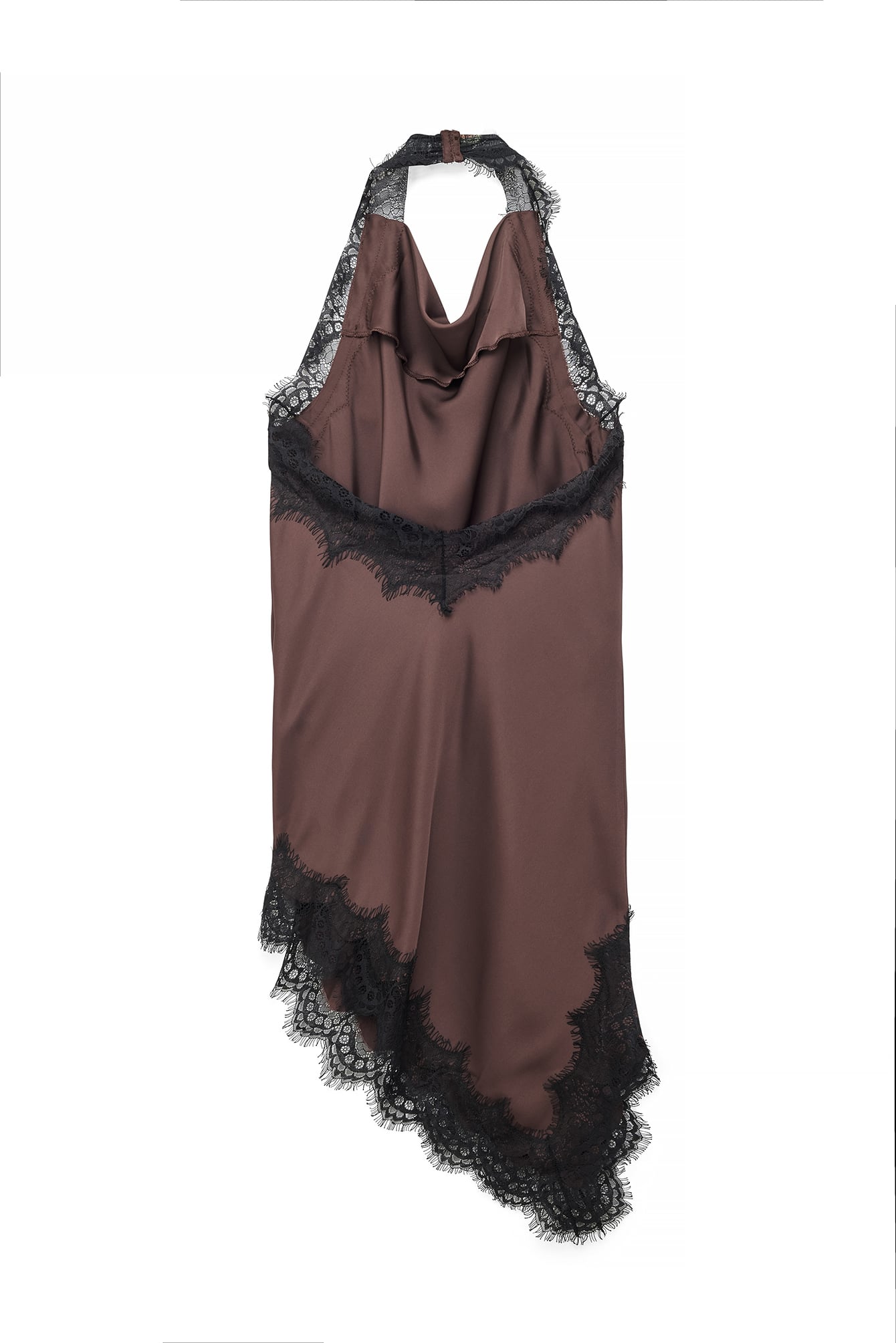 Vestido de Espalda Descubierta en Encaje Marrón
