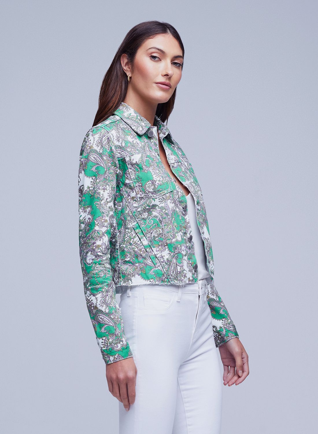 Janice chaqueta crop paisley
