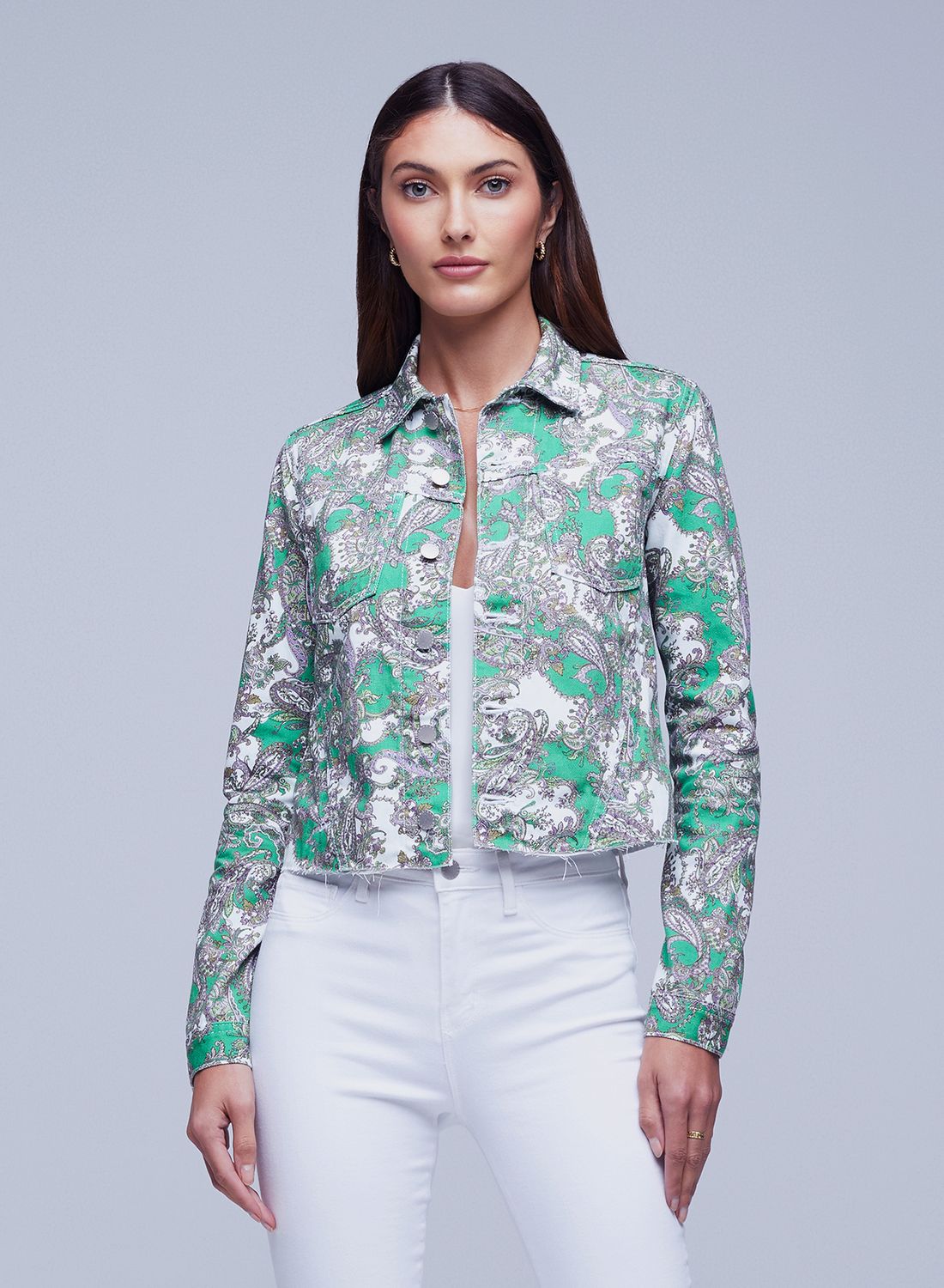 Janice chaqueta crop paisley